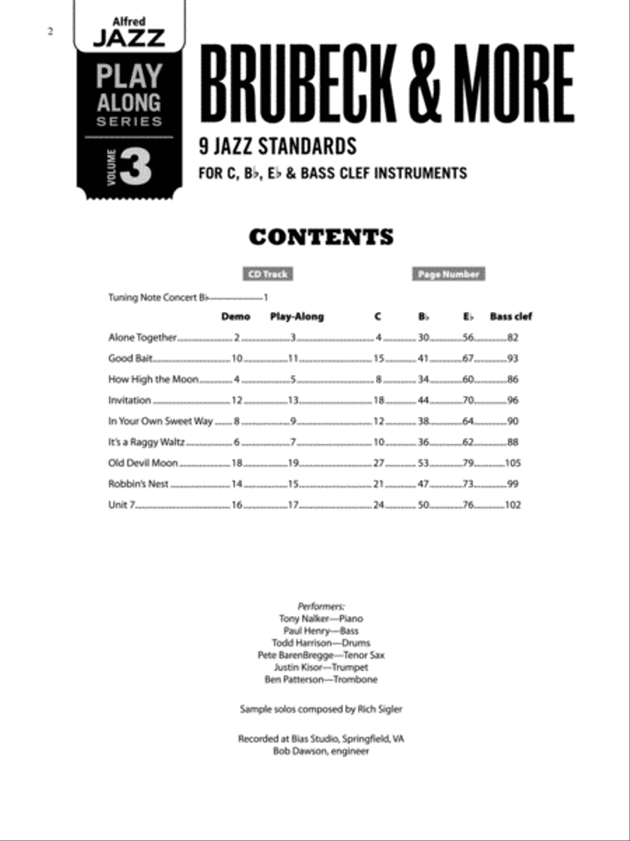 Alfred Jazz Play-Along -- Brubeck & More, Volume 3 Flexible/Adaptable scores gallery preview page 2