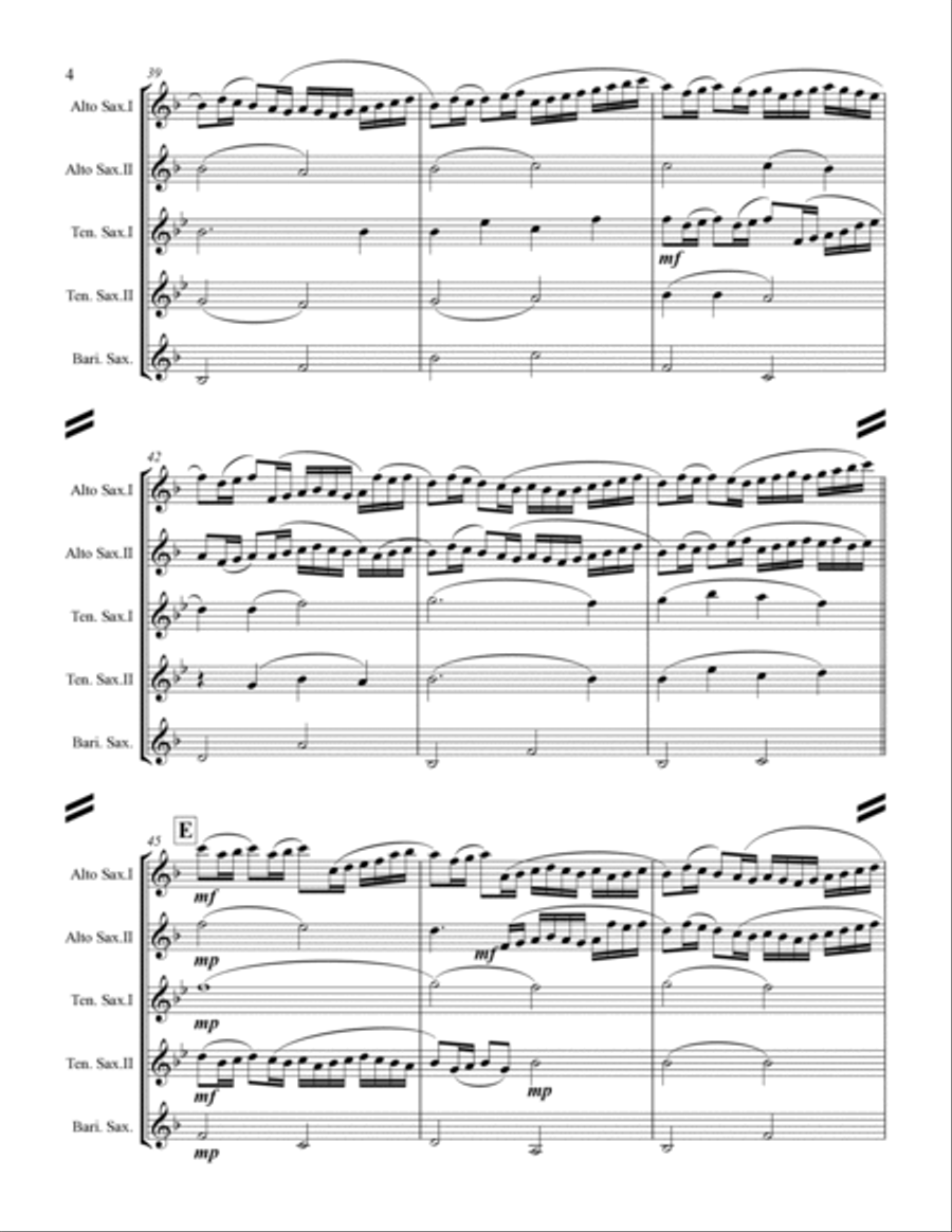 Pachelbel - Canon in D Major (for Saxophone Quintet AATTB) Saxophone Quintet scores gallery preview page 5