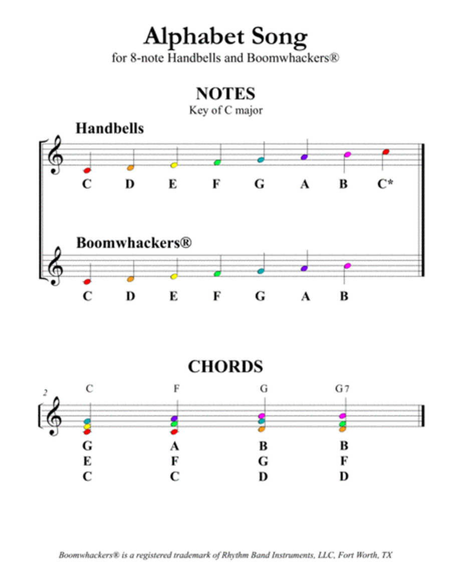 Alphabet Song for 8-note Bells and Boomwhackers® (with Color Coded Notes) image number null