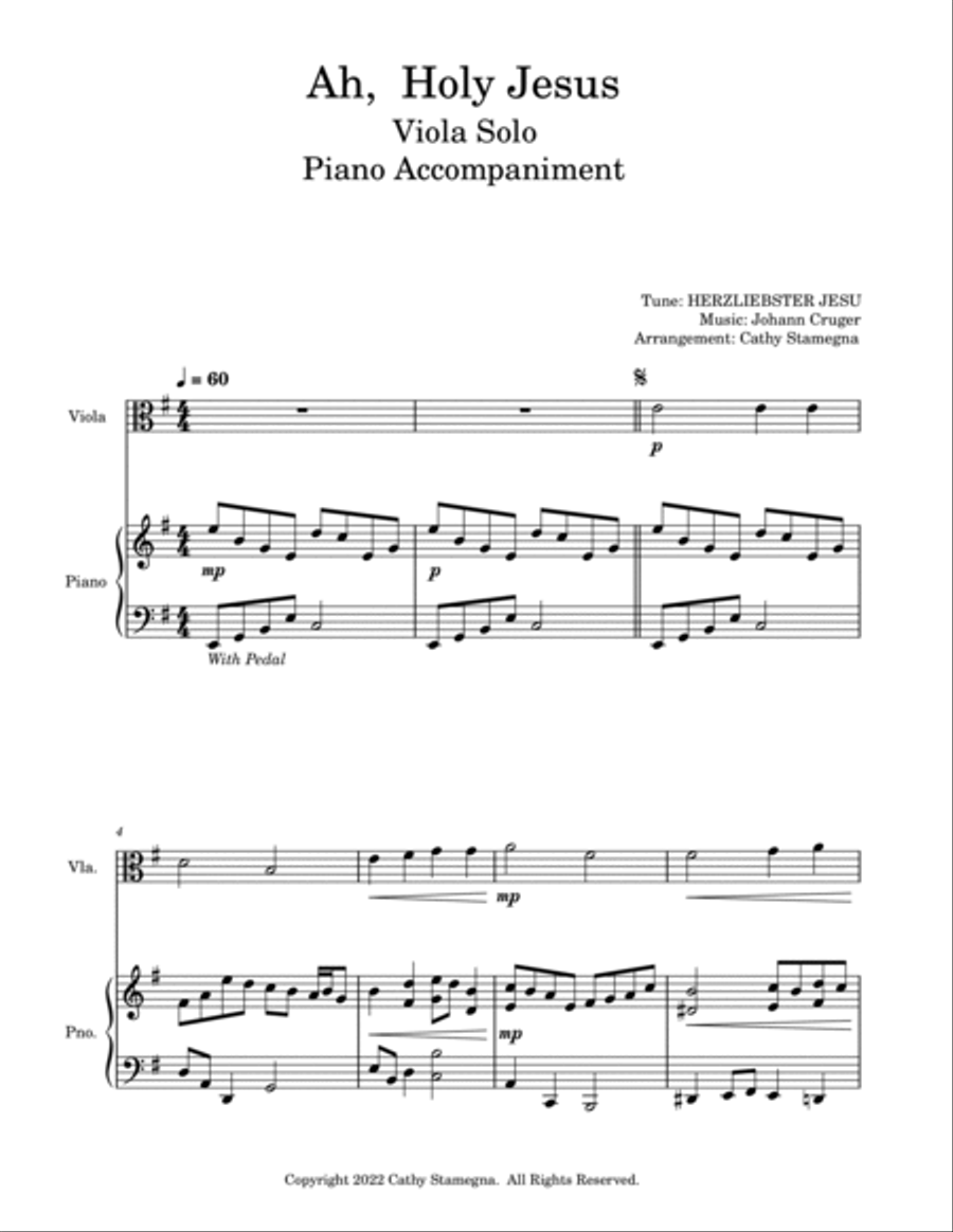 Ah, Holy Jesus (Viola Solo, Piano Accompaniment) Piano scores gallery preview page 3