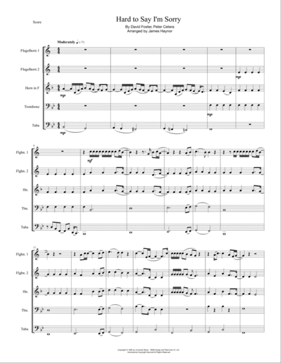 Hard To Say I'm Sorry Brass Ensemble scores gallery preview page 3