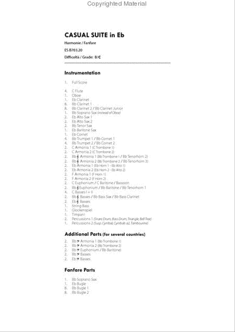 Casual Suite in Eb Casual Suite in Eb Concert Band scores gallery preview page 2