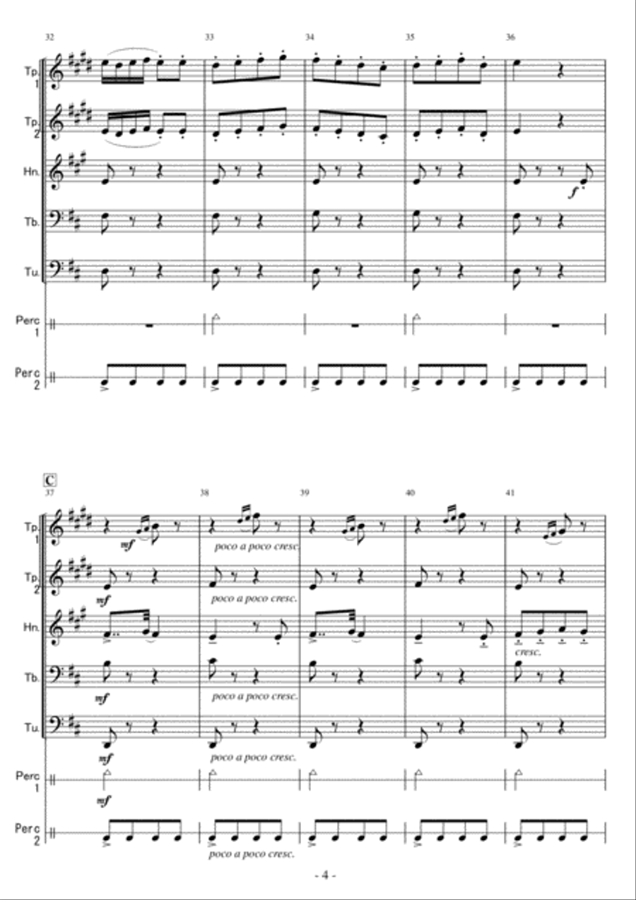 < Brass Quintet and Percussion > Farandole from L'Arleslenne Suite No.2 Percussion Ensemble scores gallery preview page 4