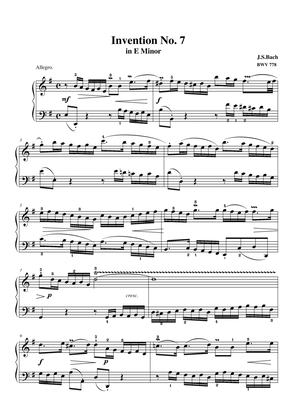Book cover for Bach Invention No. 7 in E Minor BWV 778