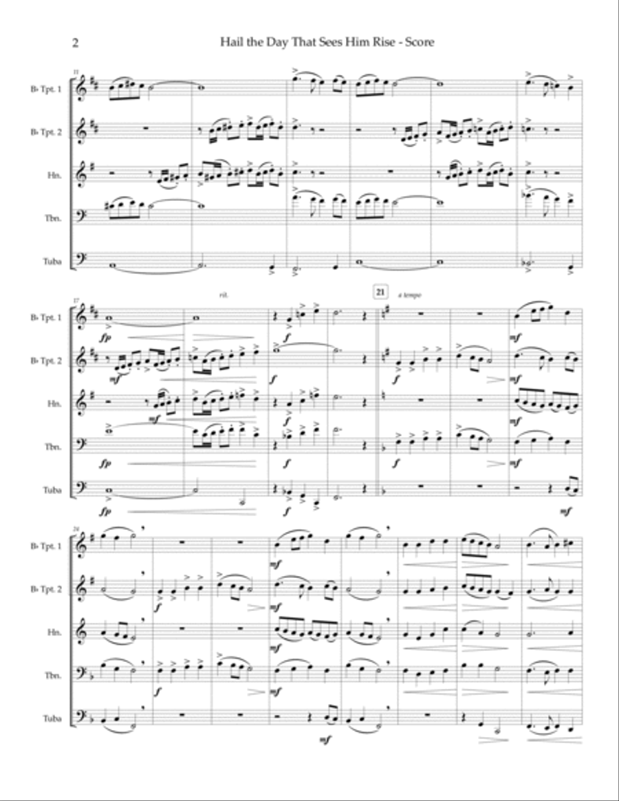 Hail the Day That Sees Him Rise - brass quintet Brass Quintet scores gallery preview page 4