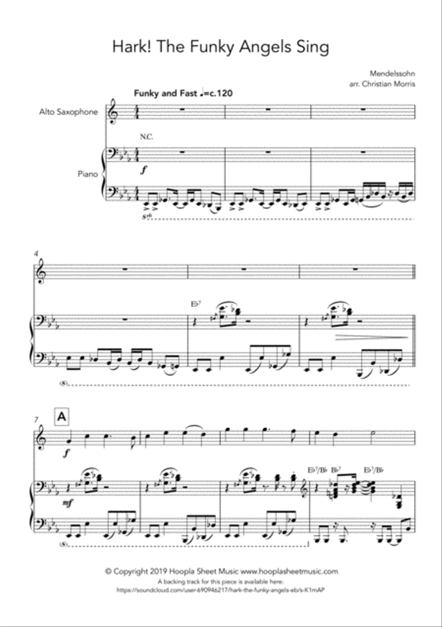 Hark! The Funky Angels Sing (Hark! The Herald Angels Sing) Alto Saxophone scores gallery preview page 1