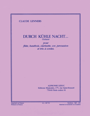 Lenners Durch Kuehle Nacht Wind & Strings Score/parts
