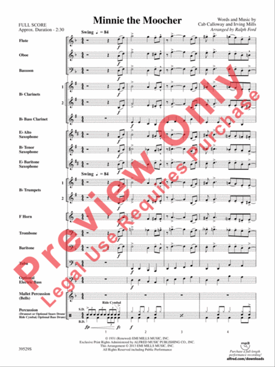 Minnie the Moocher Concert Band scores gallery preview page 4