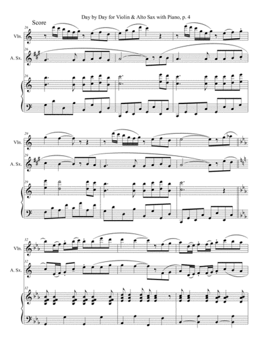 DAY BY DAY (Violin & Alto Sax with Piano - Score & Part included) image number null