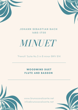 Book cover for Minuet BWV 814 Bach Woodwind Duet (Flute and Basson)