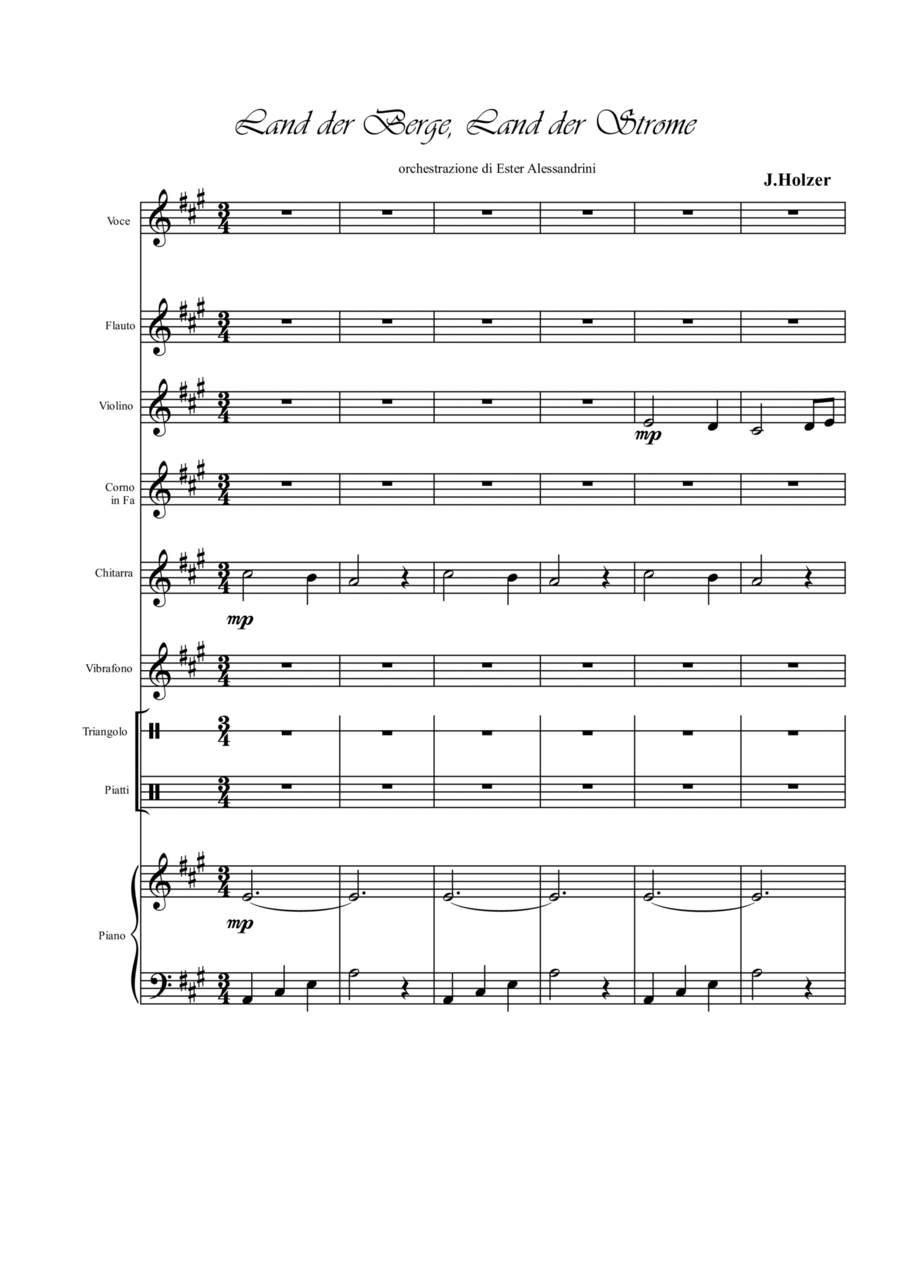 Land der Berge, Land der Strome (Austrian anthem) Unison Choir scores gallery preview page 1