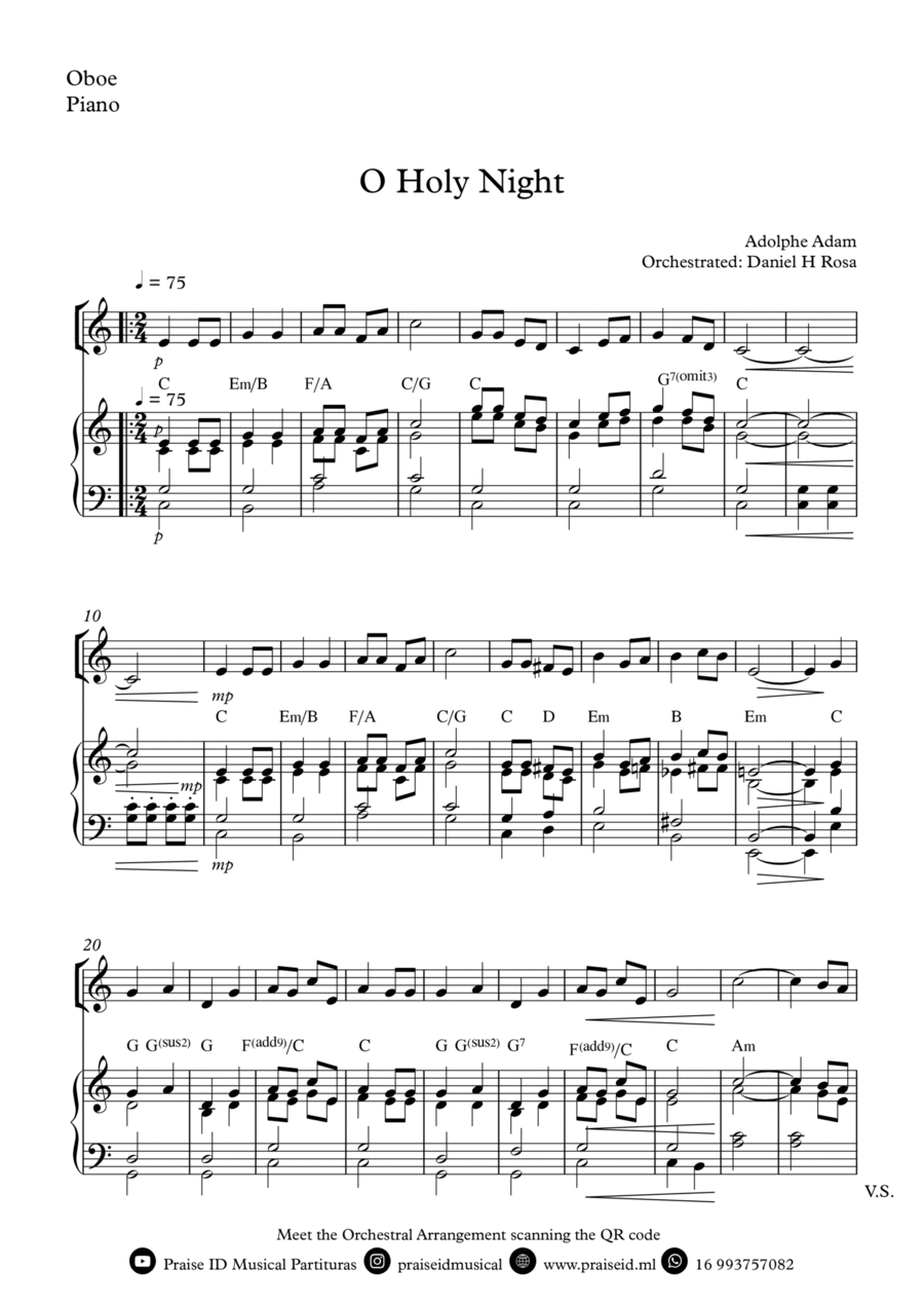 O Holy NIght - Christmas Carol - Oboe and Piano Piano scores gallery preview page 1