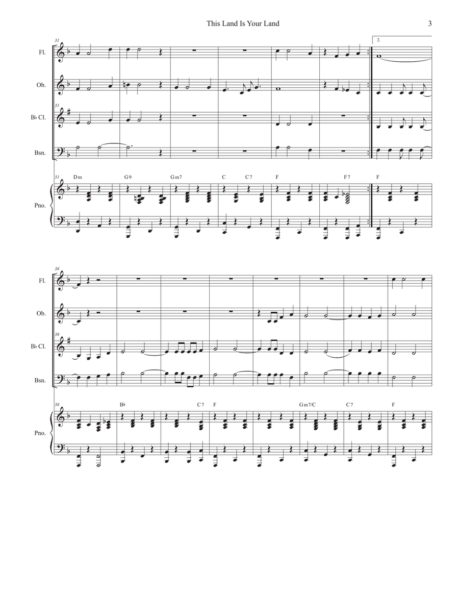 This Land Is Your Land Woodwind Quartet scores gallery preview page 3