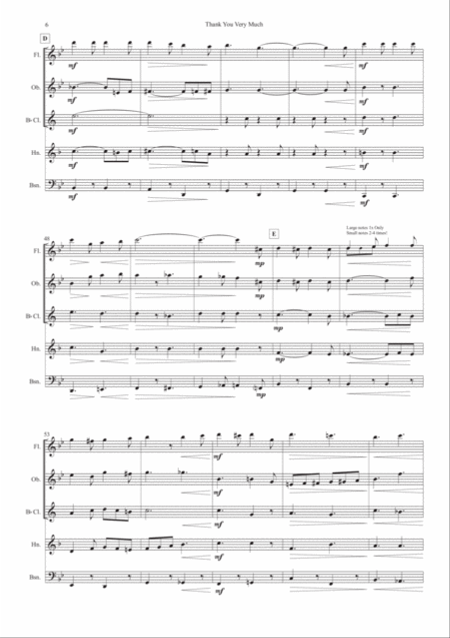 Thank You Very Much Woodwind Quintet scores gallery preview page 6