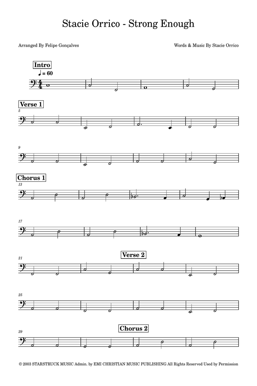 Strong Enough Strong Enough Bass Guitar scores gallery preview page 1