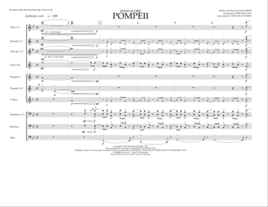 Pompeii - Wind Score Marching Band scores gallery preview page 1