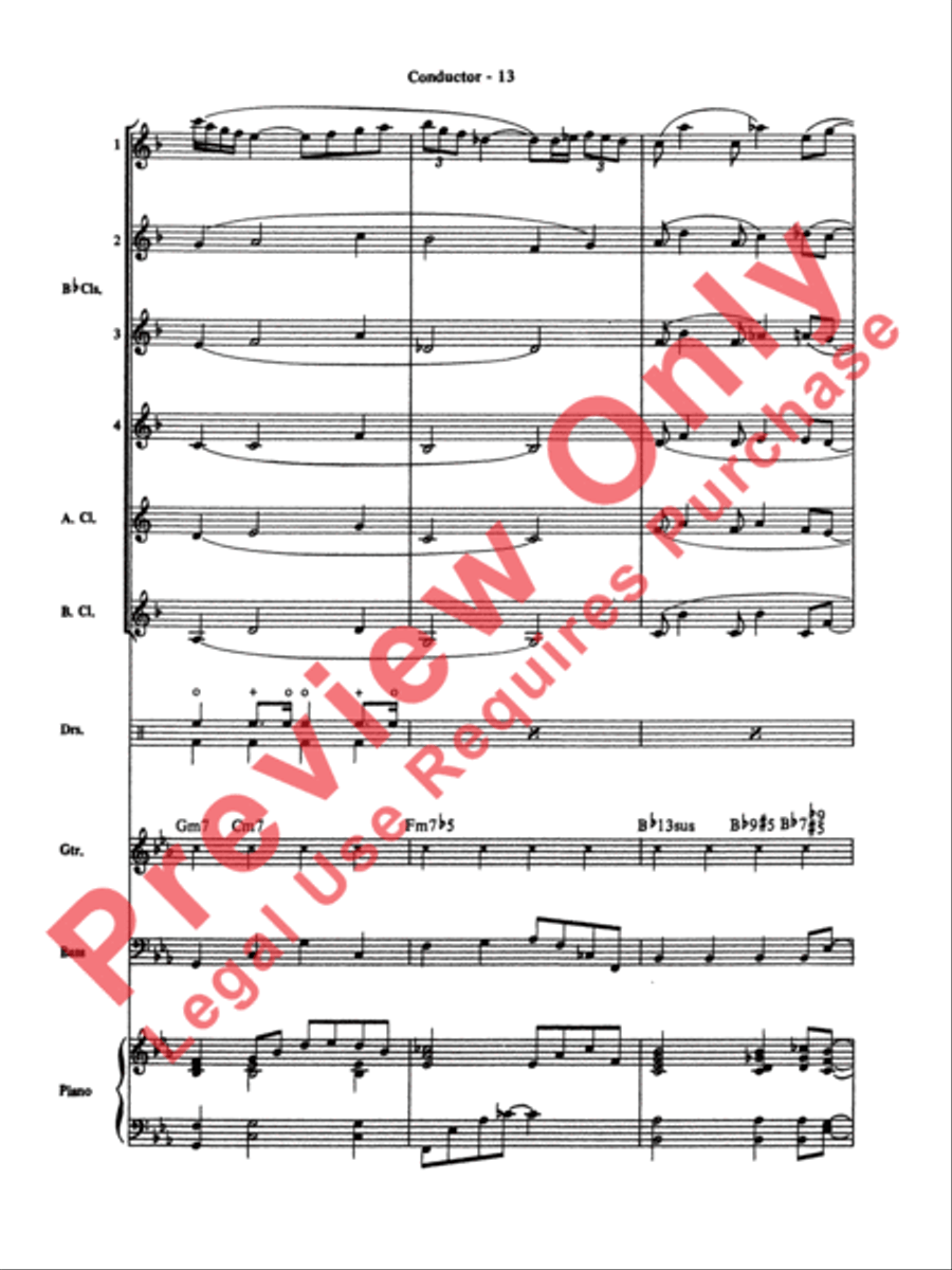 Moonlight Serenade Clarinet Choir scores gallery preview page 14