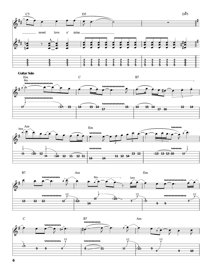 Sweet Child O' Mine Acoustic Guitar scores gallery preview page 6