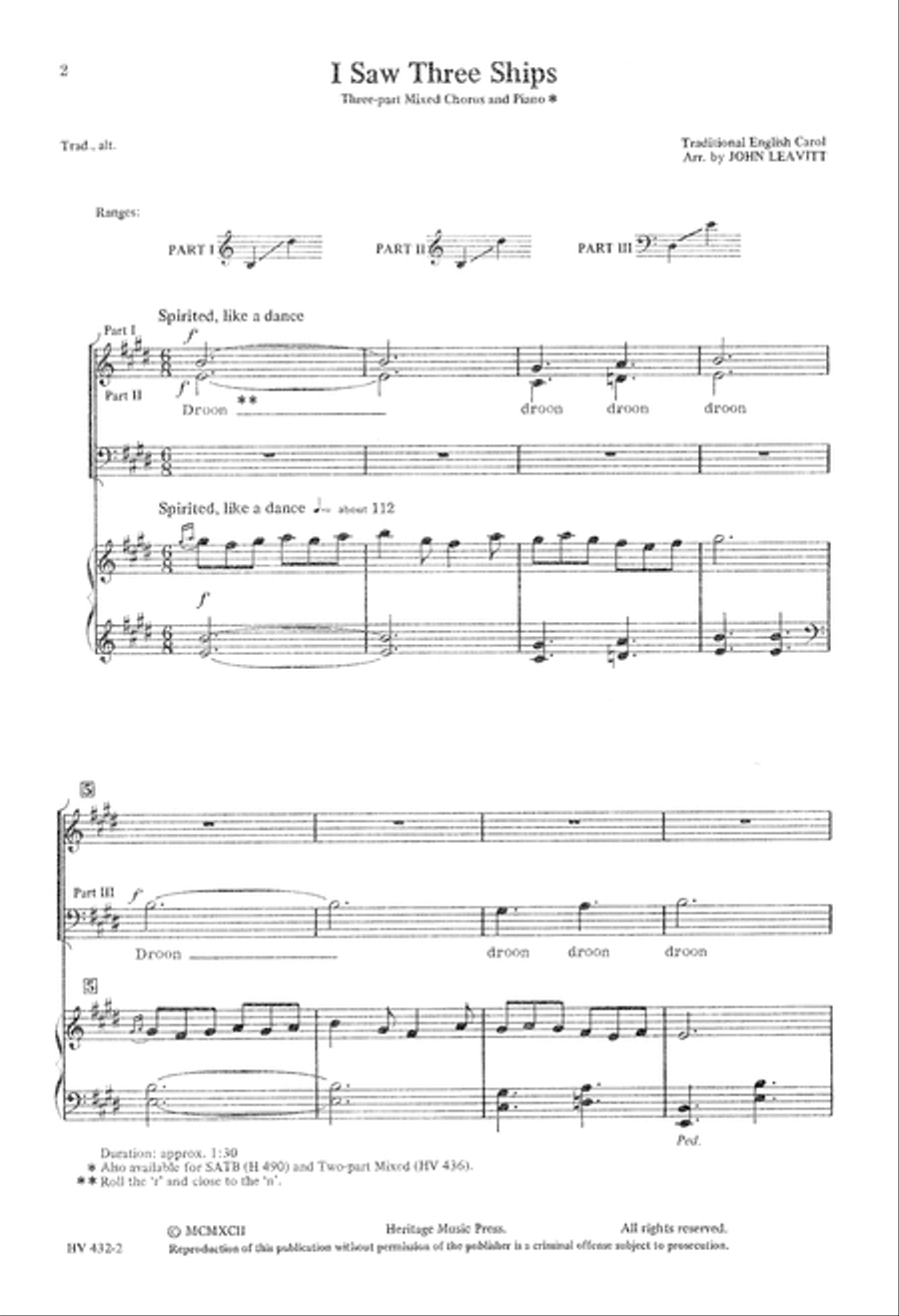 I Saw Three Ships I Saw Three Ships 3-Part scores gallery preview page 3