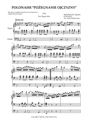 Polonaise "Poźegnanie ojczyzny" (arr. for Organ Solo) by Michał Kleofas Ogiński
