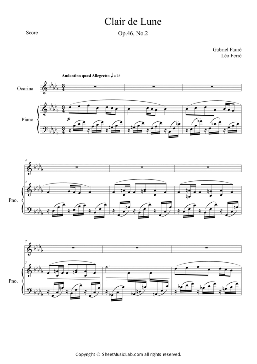 Clair de lune Op.46, No.2 image number null