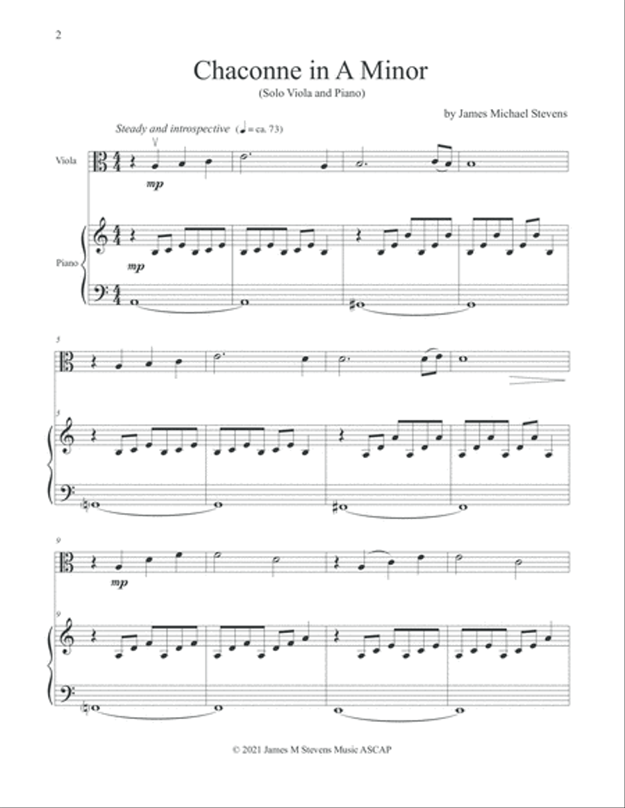Chaconne in A Minor - Viola & Piano Viola scores gallery preview page 2
