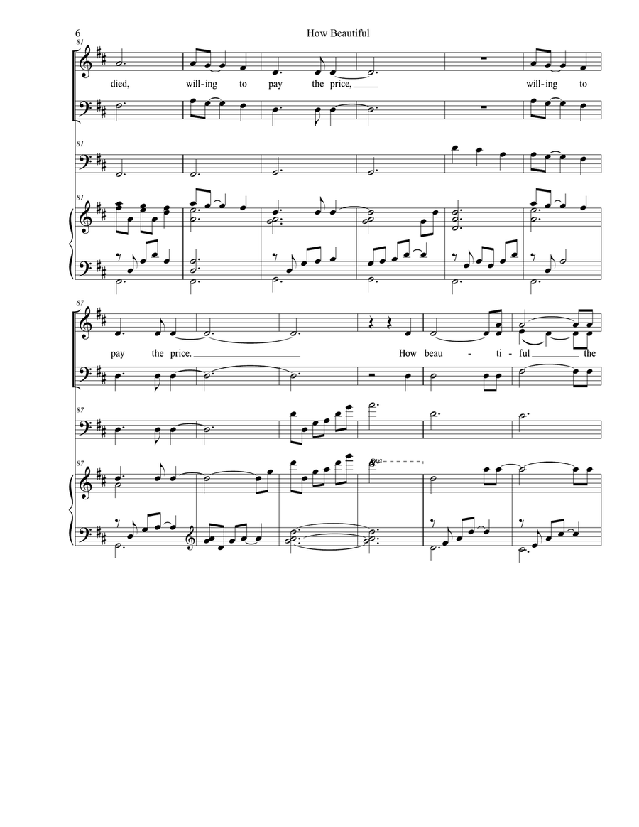 How Beautiful Choir scores gallery preview page 6