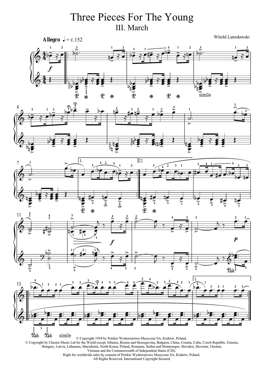 Three Pieces For The Young, 3. March Piano Solo scores gallery preview page 1