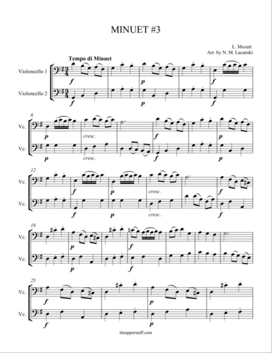 Minuet #3 String Duet scores gallery preview page 1