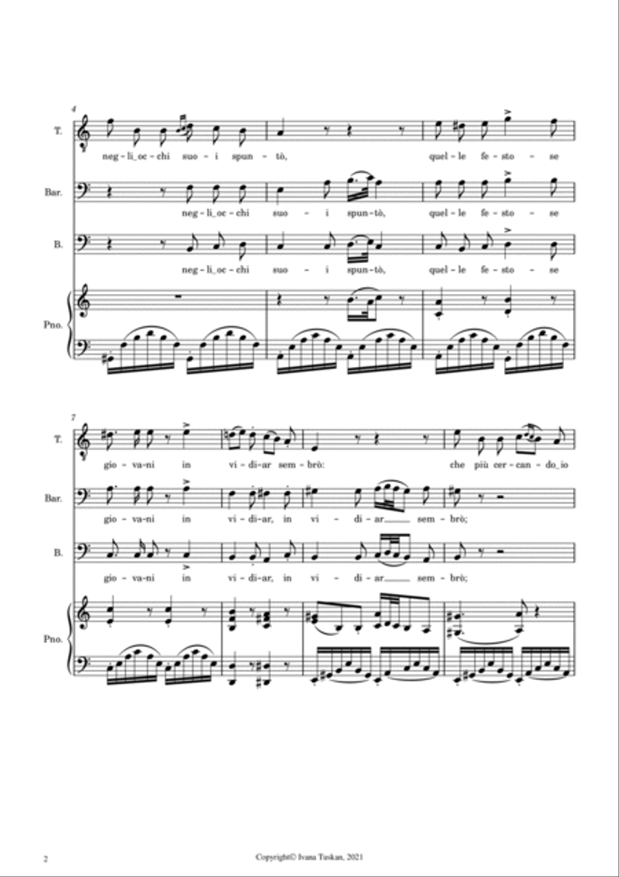 Una furtiva lagrima, for TBB a cappella, A minor 3-Part scores gallery preview page 2