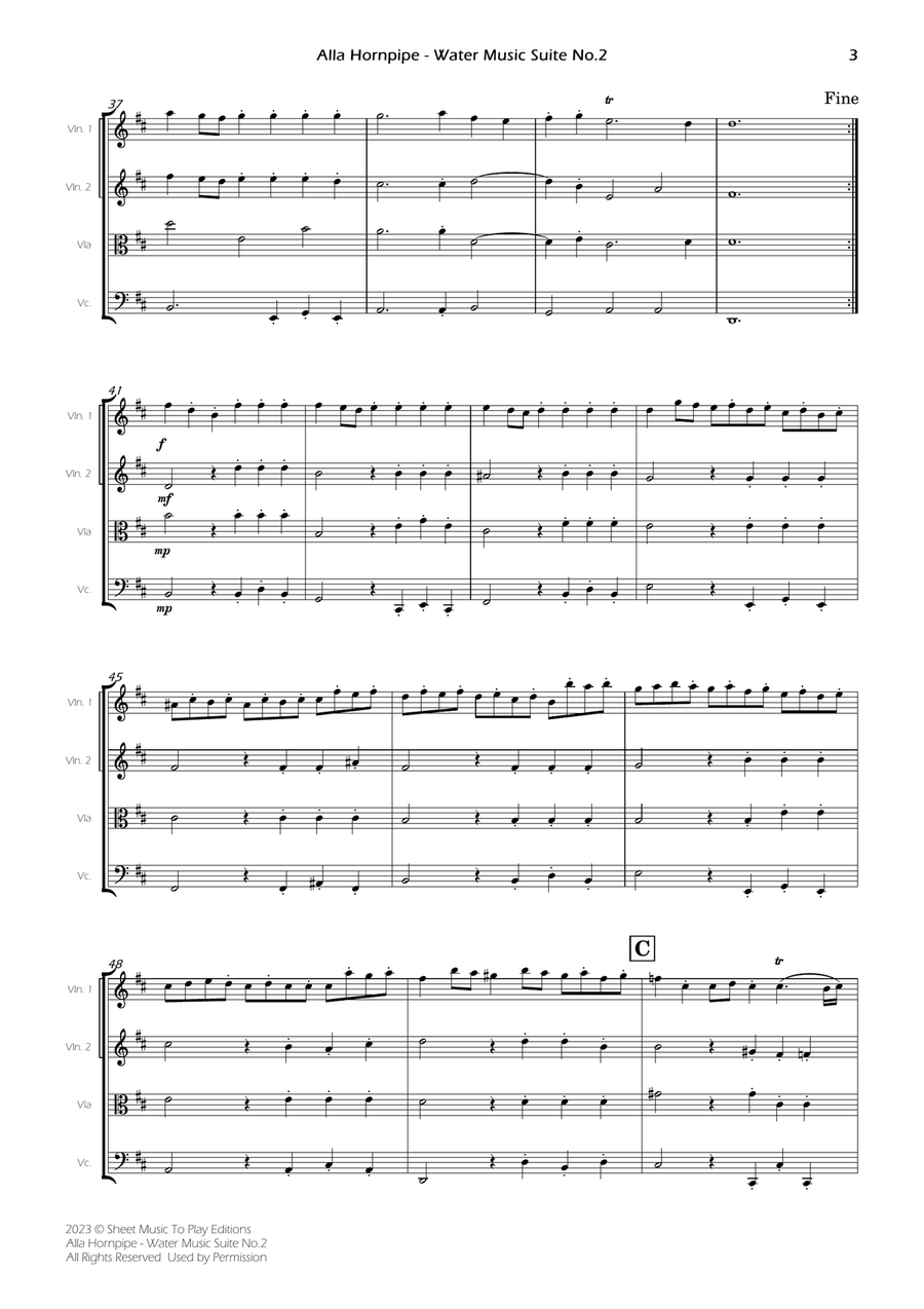 Alla Hornpipe by Handel - String Quartet (Full Score and Parts) String Quartet scores gallery preview page 4