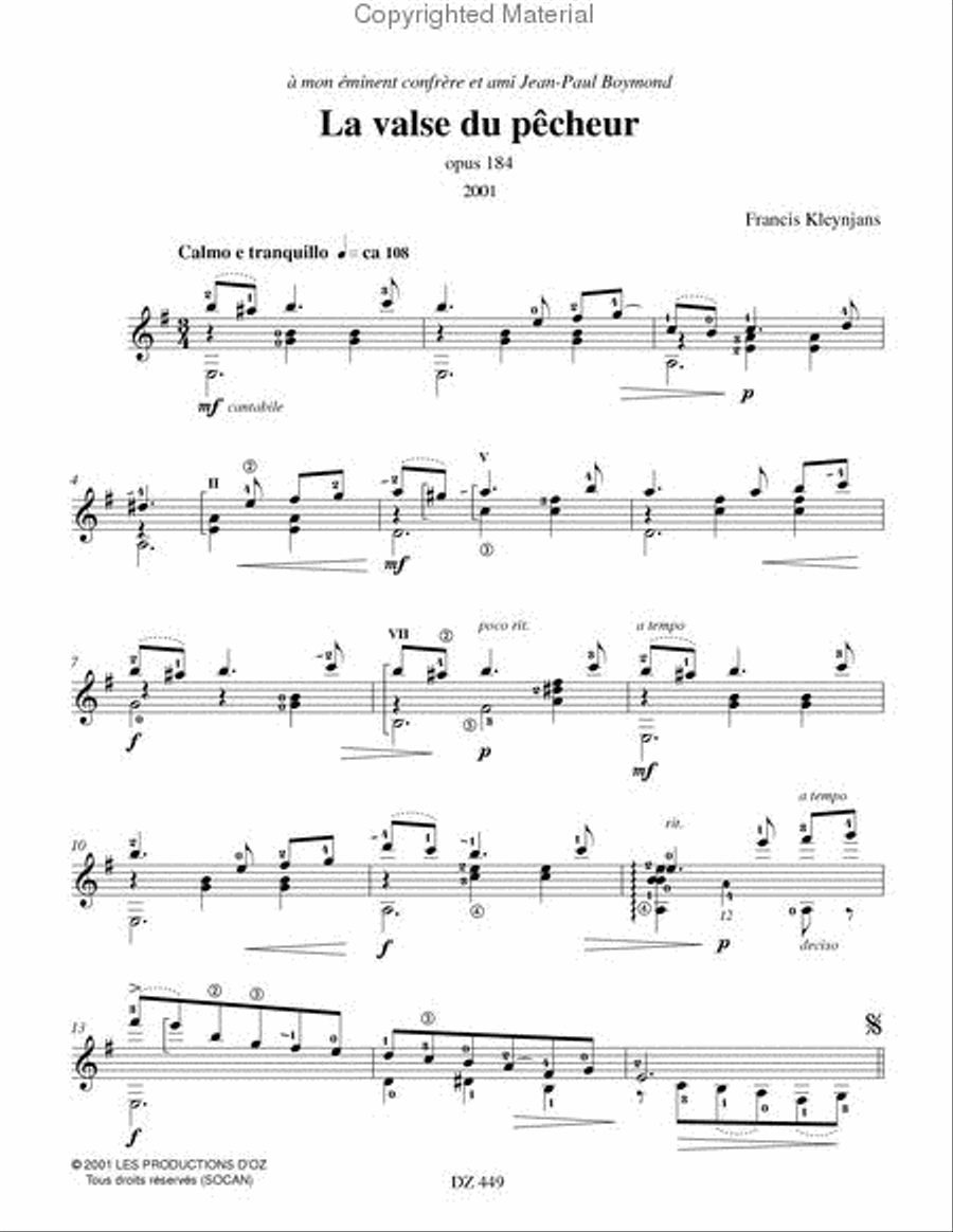 La valse du pêcheur, opus 184 Classical Guitar scores gallery preview page 2