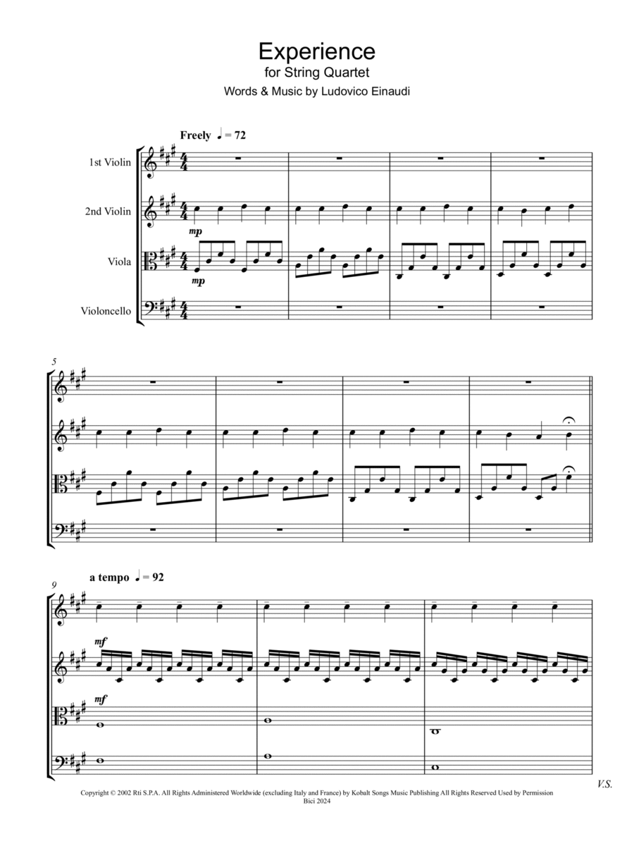 Love Is A Mystery String Quartet scores gallery preview page 1