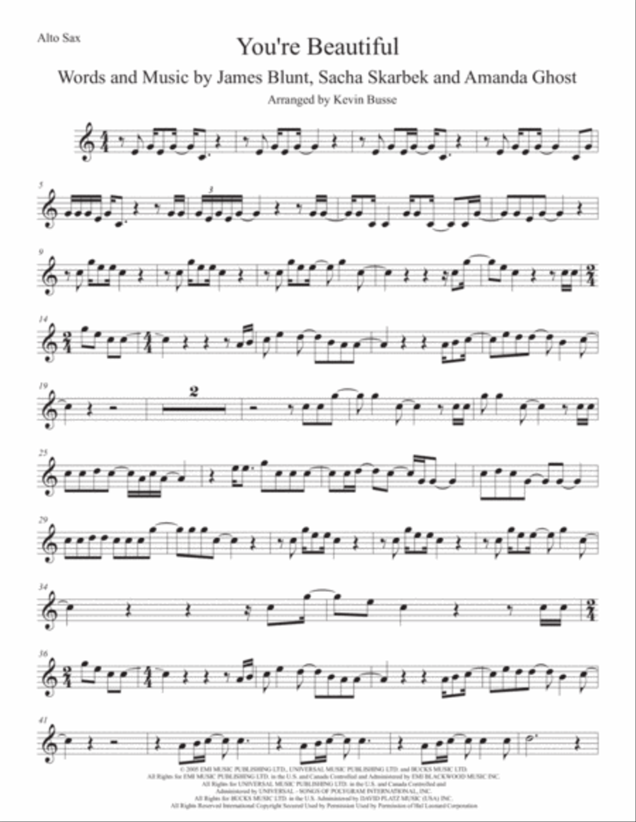 You're Beautiful Alto Saxophone scores gallery preview page 1