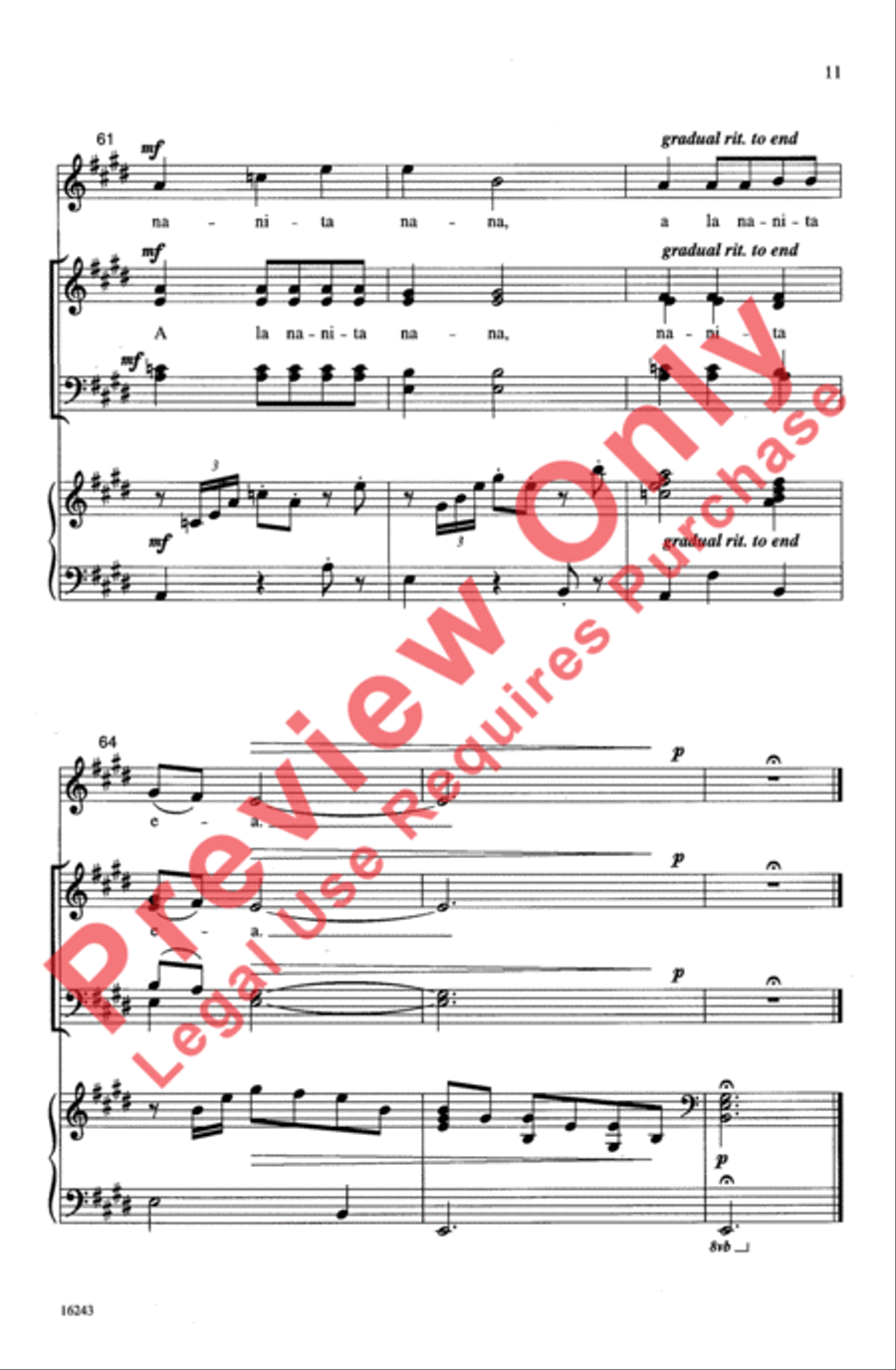 A La Nanita Nana A La Nanita Nana 4-Part scores gallery preview page 11