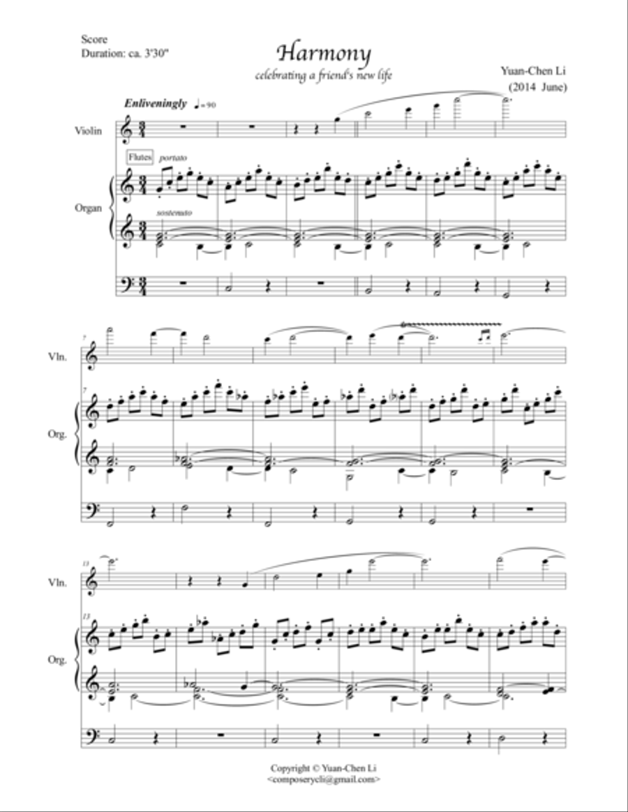 Harmony - for violin and organ