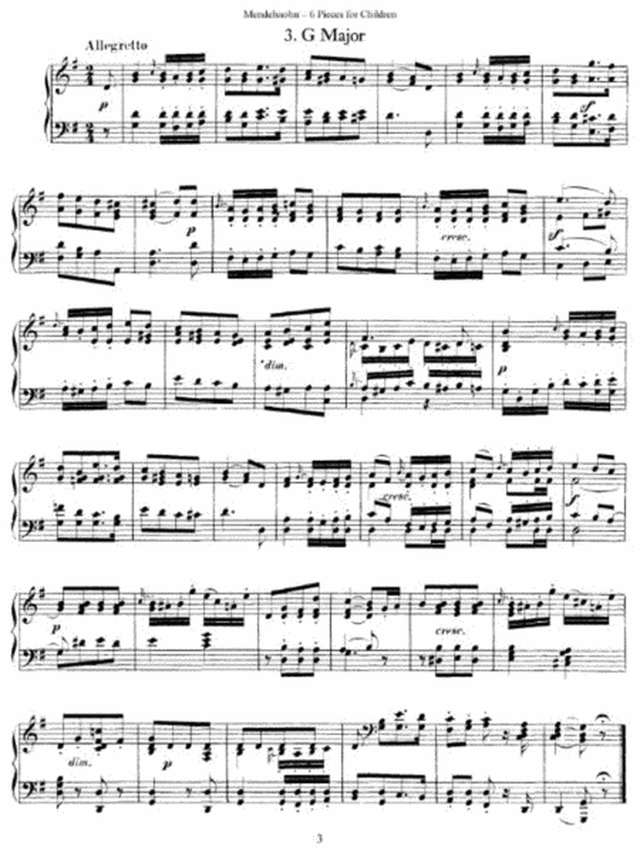 Mendelssohn - Six Pieces for Children Op. 72