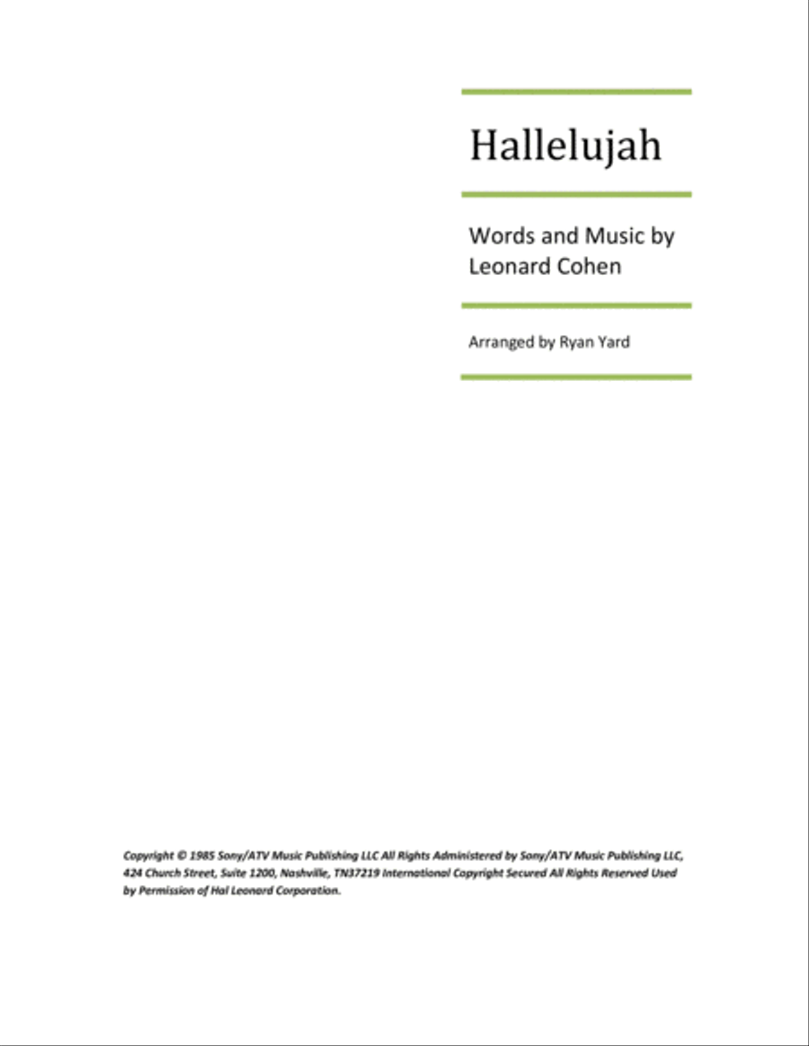 Hallelujah Piano Solo scores gallery preview page 1