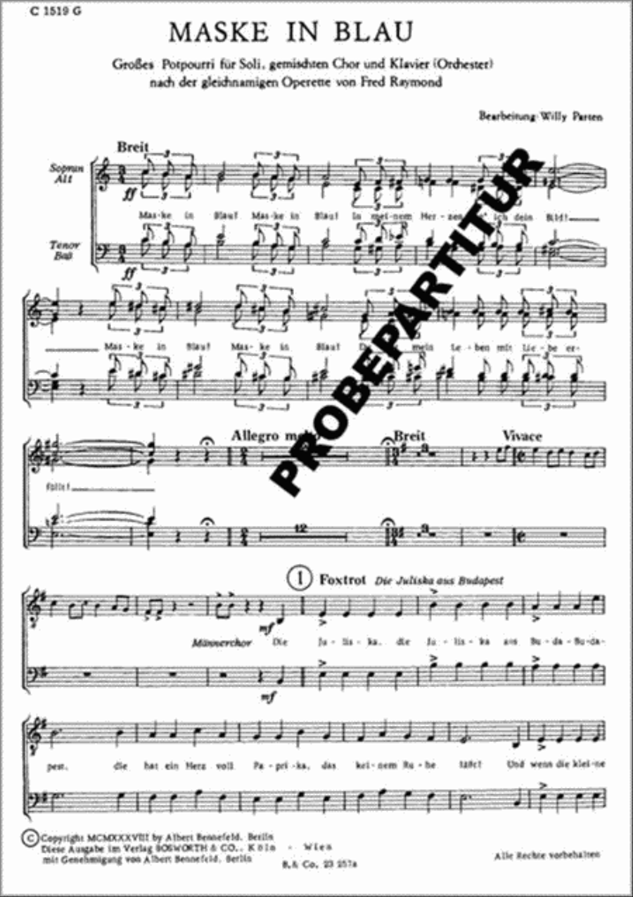 Maske in Blau Maske in Blau Mixed Choir scores gallery preview page 1