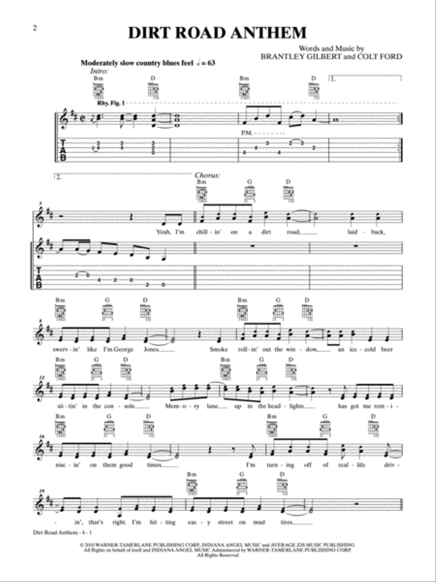 Dirt Road Anthem Guitar Tablature scores gallery preview page 1