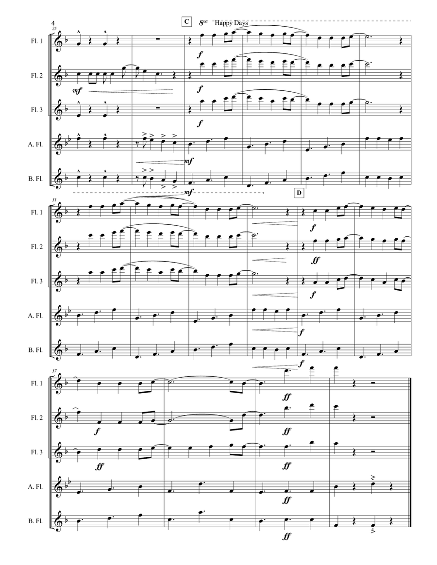 Happy Days Flute Choir scores gallery preview page 5
