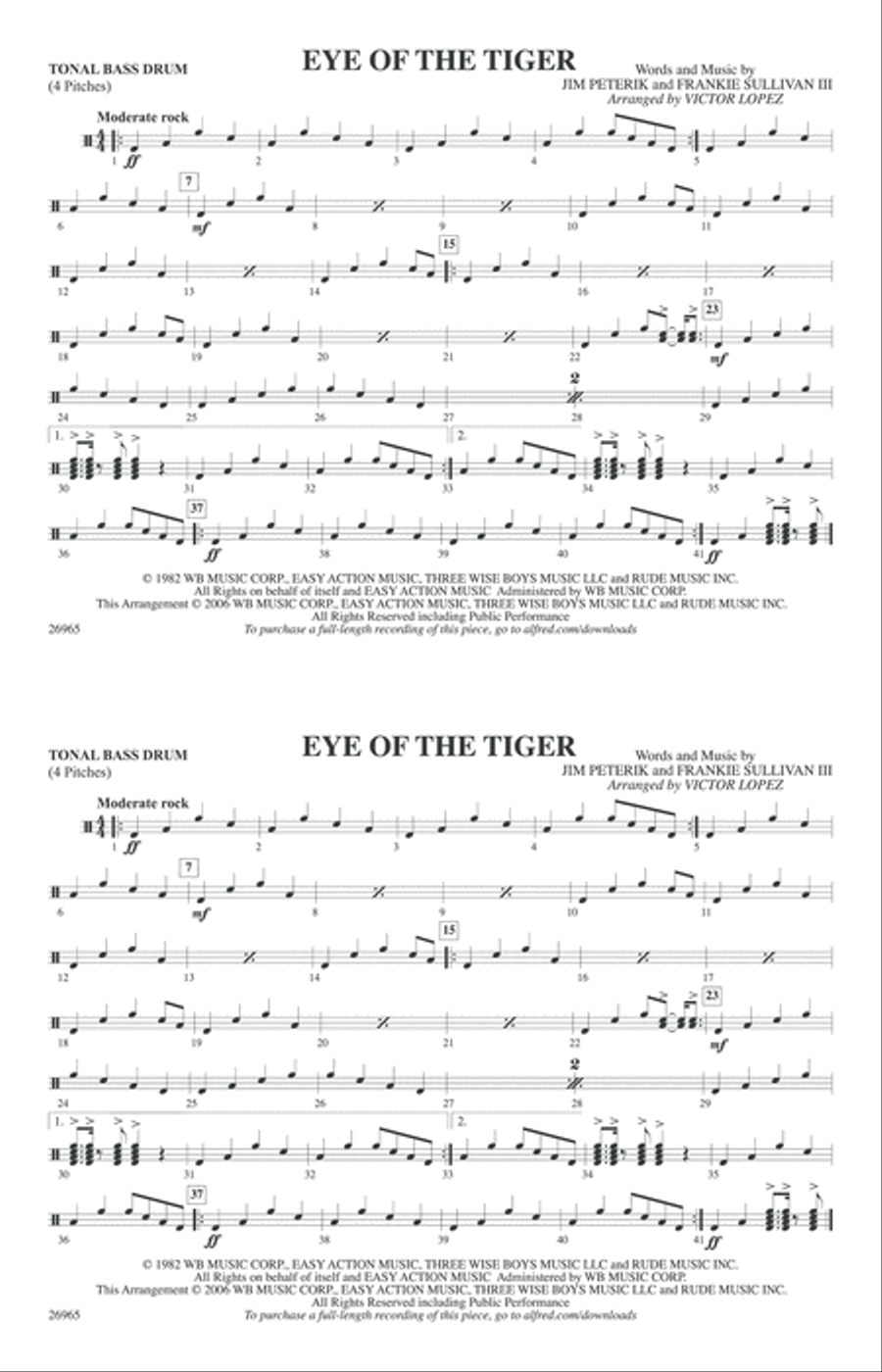 Eye of the Tiger: Tonal Bass Drum Marching Band scores gallery preview page 1