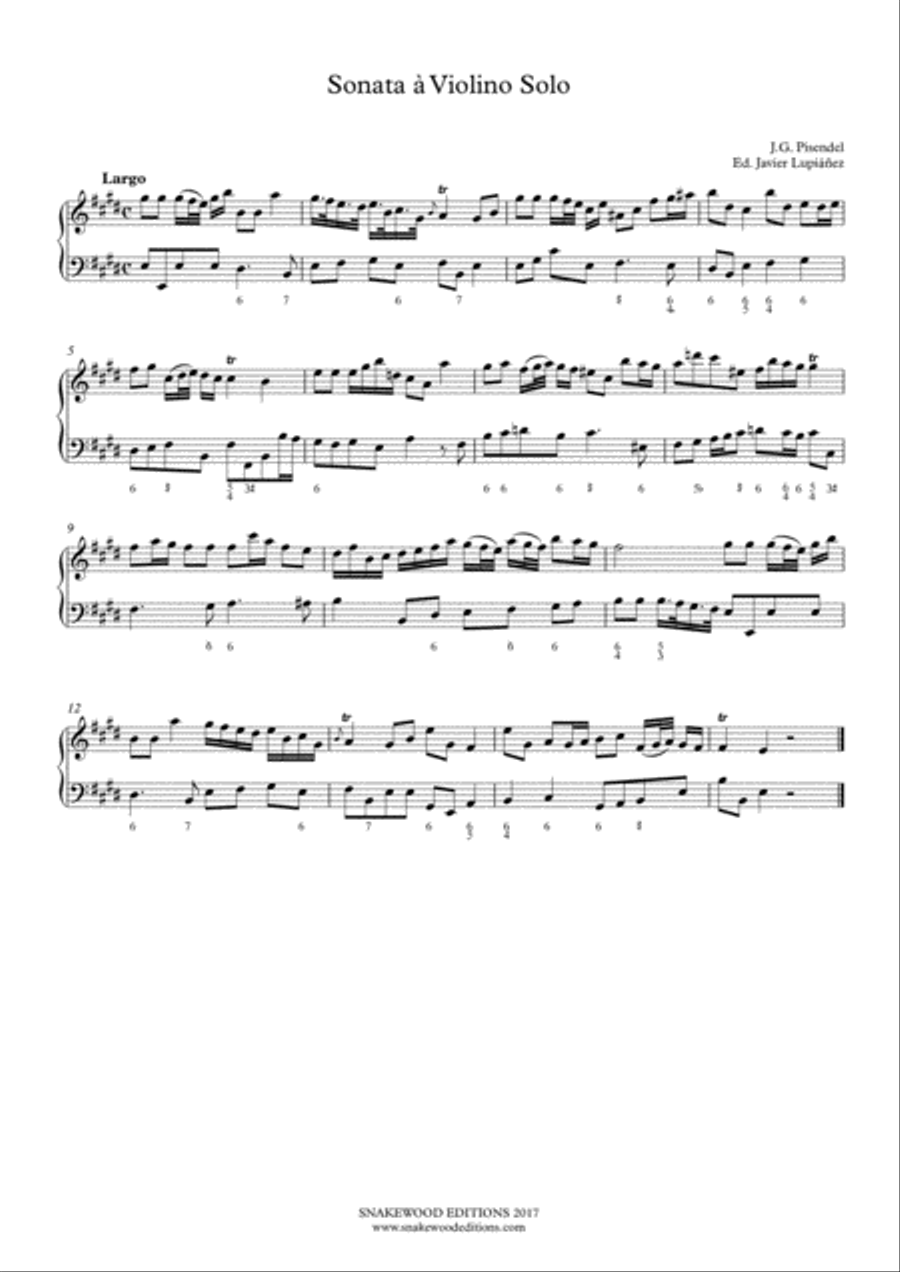 Pisendel – Sonata in E Major for violin and continuo String Duet scores gallery preview page 3