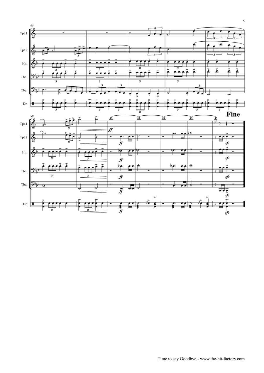 Time To Say Goodbye Brass Ensemble scores gallery preview page 5