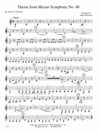 Theme from Mozart Symphony No. 40: B-flat Bass Clarinet