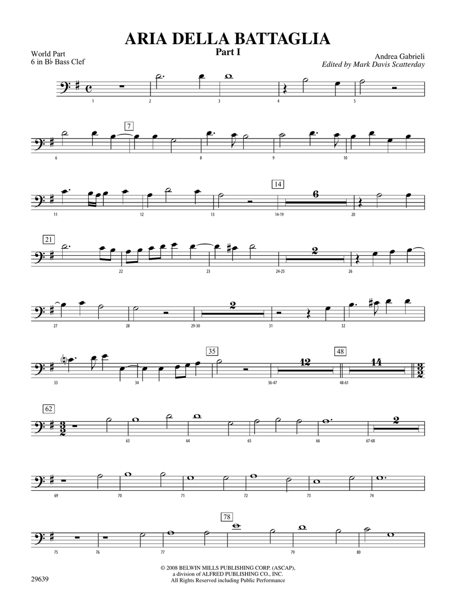Aria Della Battaglia: (World Part) 6 in Bb Bass Clef
