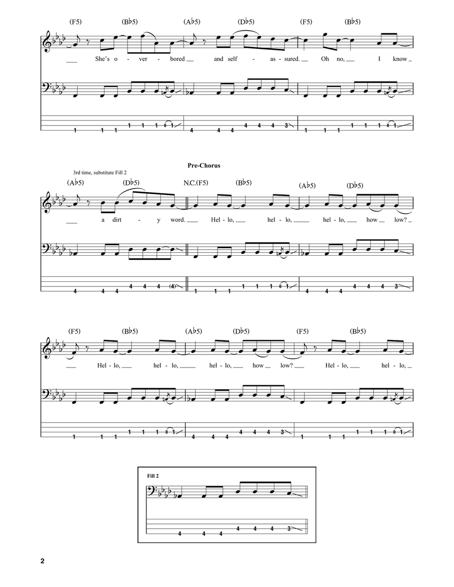 Smells Like Teen Spirit Bass Guitar Tablature scores gallery preview page 2