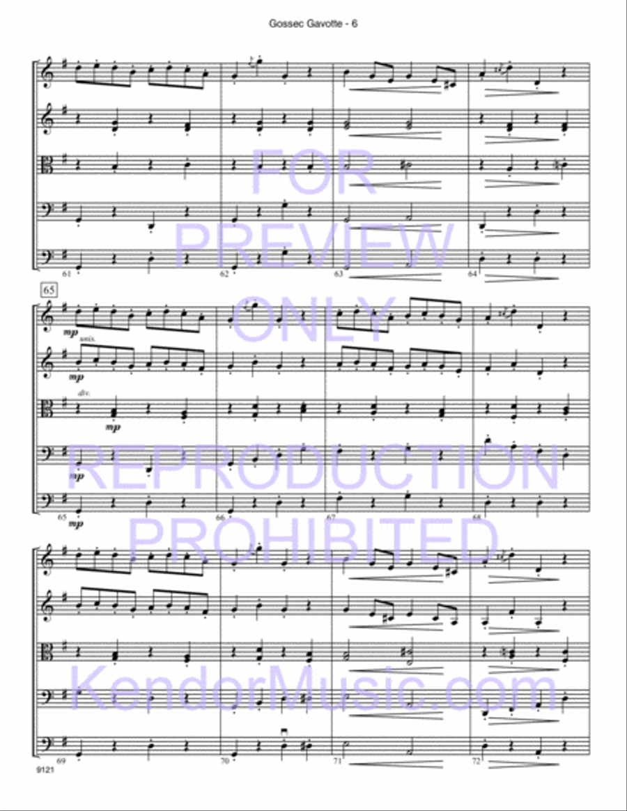 Gossec Gavotte (Score) String Orchestra scores gallery preview page 7