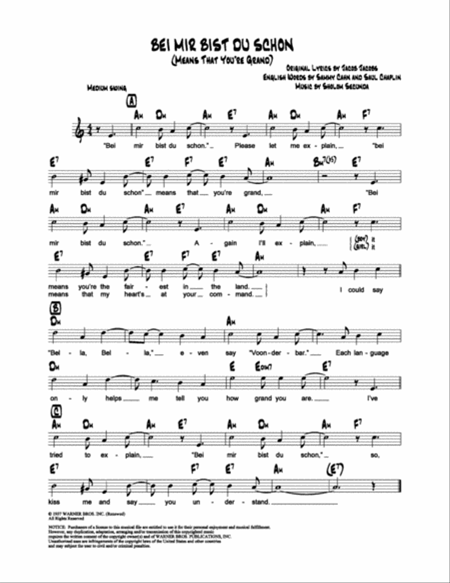 Bei Mir Bist Du Schon (Means that You're Grand) School and Community scores gallery preview page 1