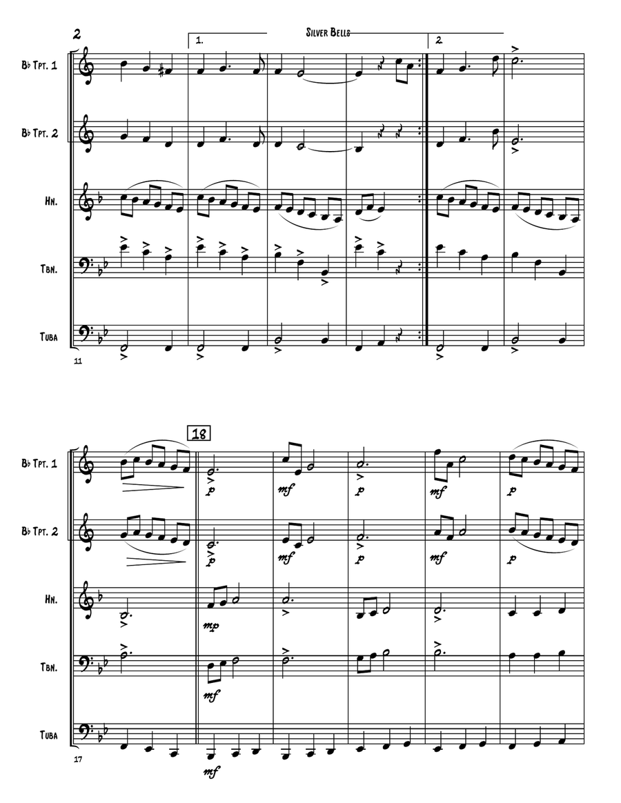 Silver Bells Brass Quintet scores gallery preview page 2
